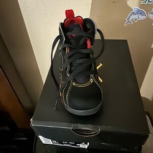 Retro jordan 7 size 9c toddler and black yellow red